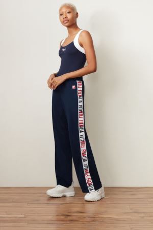 FILA Adora Wide Leg Pants White / Red,Womens Clothing | CA.BCYRAE532